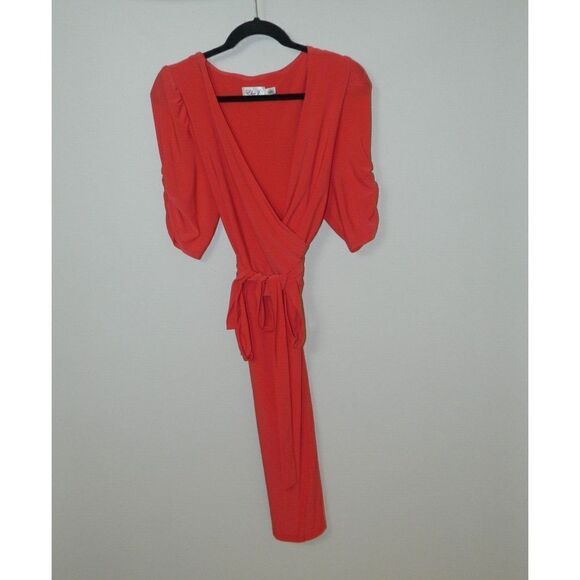 Eliza J Dress Plus  Size 18 Orange Wrap‎ Balloon Drapey Sleeve - Picture 4 of 11